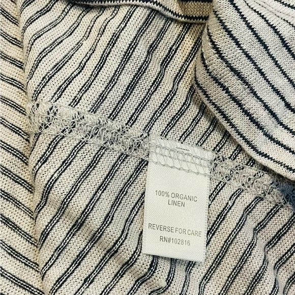 Garnet Hill NWT 100% Organic Linen Scoop Neck Striped T Shirt Quiet Luxury XL - Picture 6 of 8